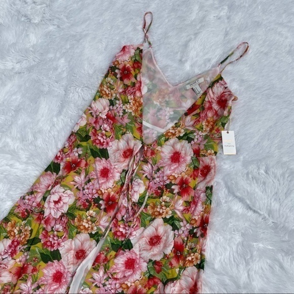 FOREVER 21 Pink Floral Sleeveless Wrap Dress M - Picture 8 of 13